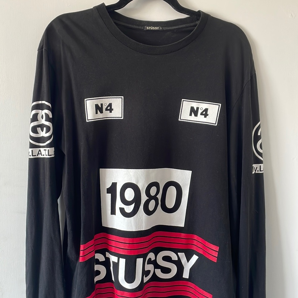 black printed stussy longsleeve